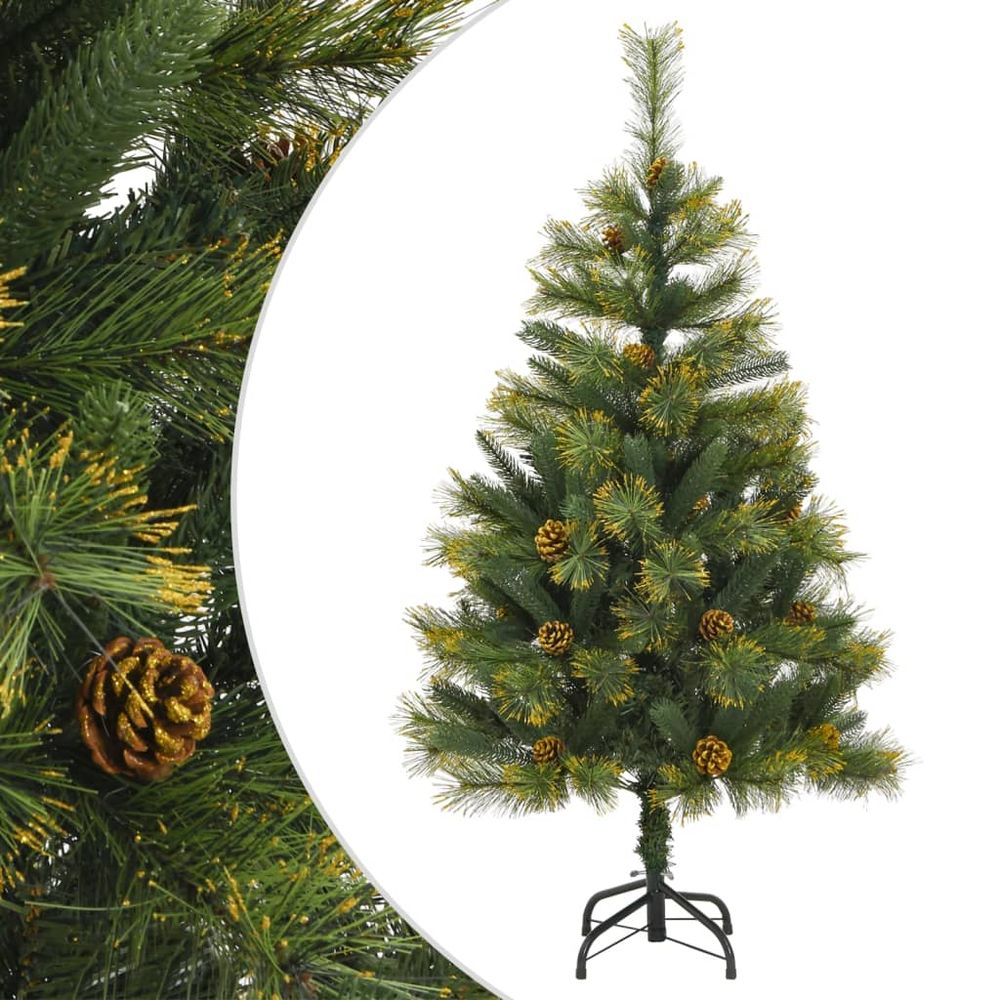 vidaXL Artificial Hinged Christmas Tree with Cones 120 cm - anydaydirect