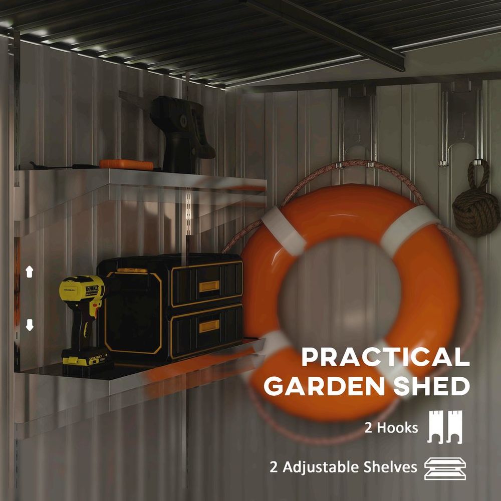 Outsunny 5x7FT Lean-to Metal Garden Shed with Foundation - anydaydirect