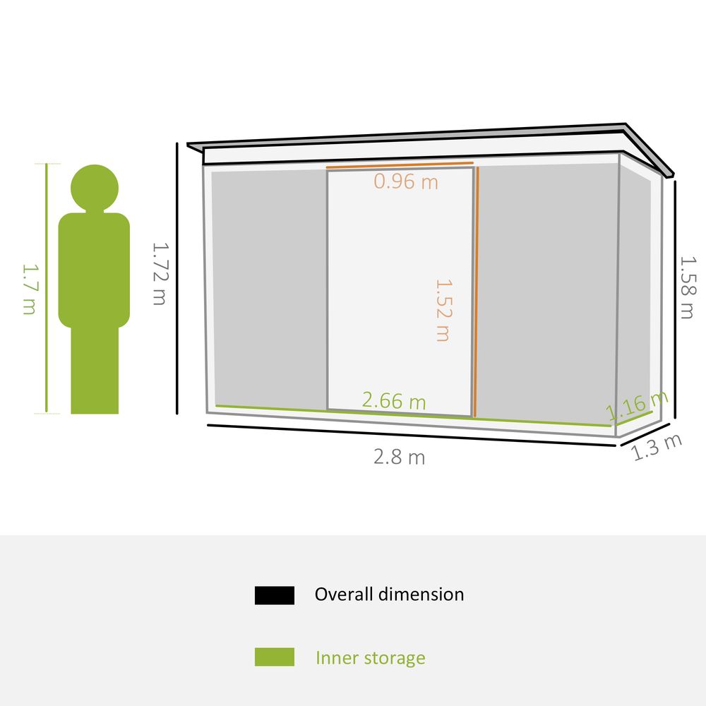 Durable 9x4ft Corrugated Metal Shed with Ventilated Doors - Green - anydaydirect