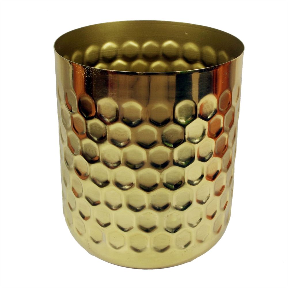 Honeycomb Metal Planter - Gold - 18cm x 15.5cm - anydaydirect