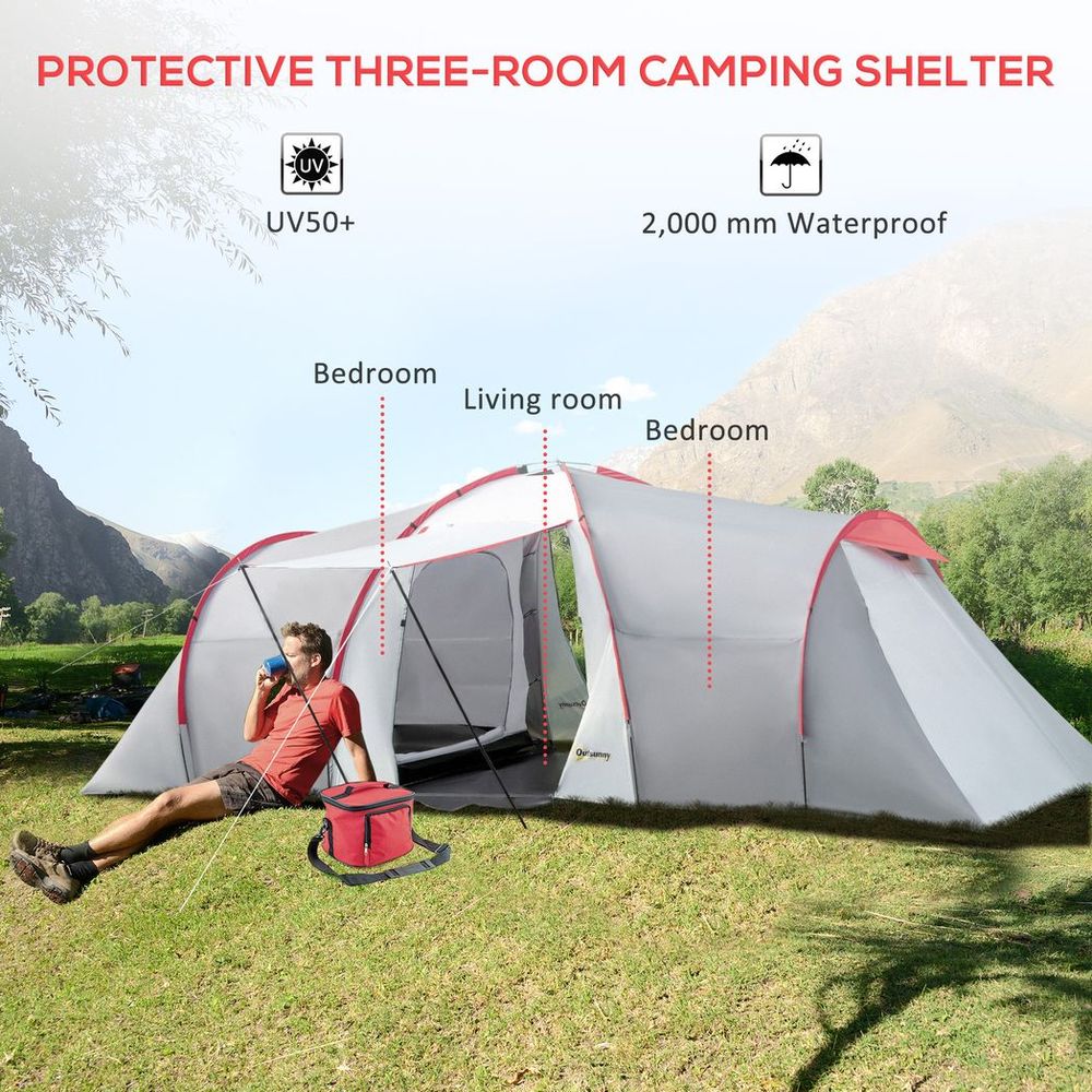 4-6 Person Camping Tent with 2 Bedroom, Living Area and Vestibule - anydaydirect