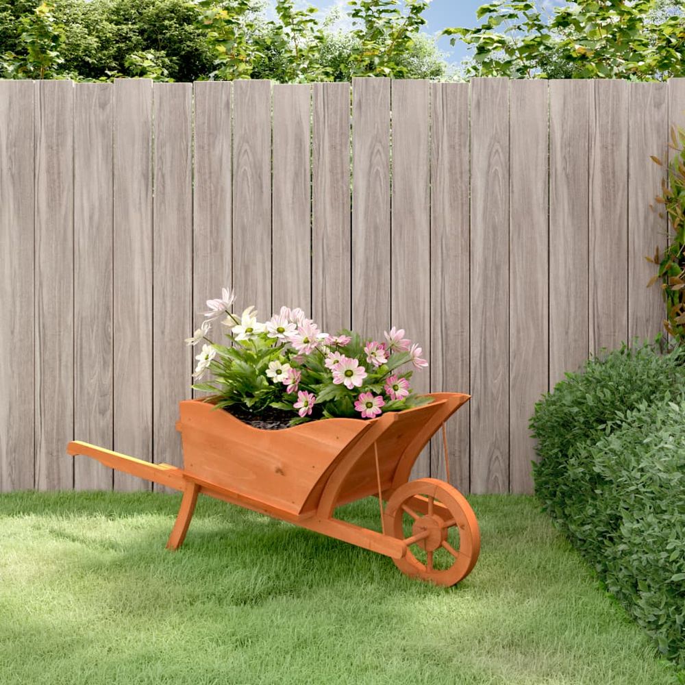 vidaXL Wheelbarrow Planter 128x45.5x43 cm Solid Wood Fir - anydaydirect