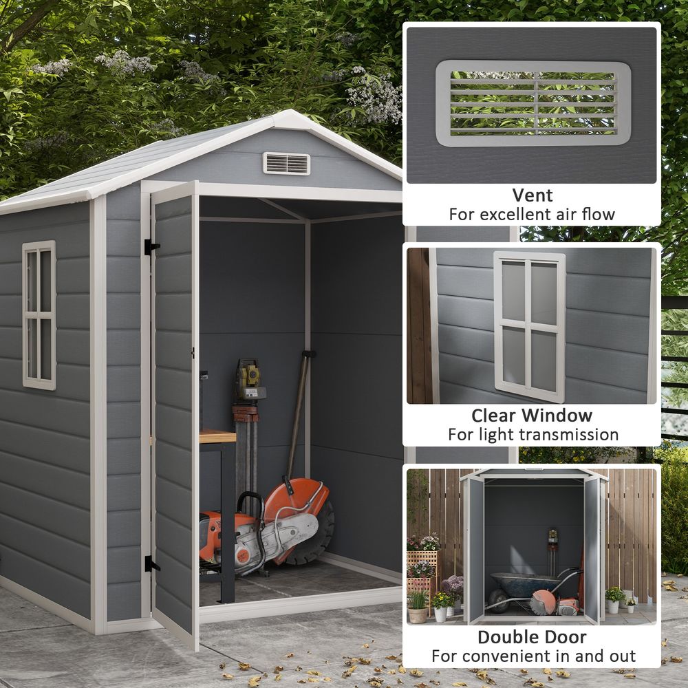 Outsunny 6'x4.5' Lockable Garden Shed - Durable Plastic Storage - anydaydirect