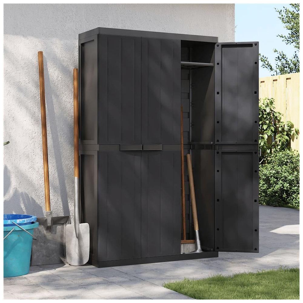 vidaXL Outdoor Storage Cabinet Black 97x37x165 cm PP - anydaydirect