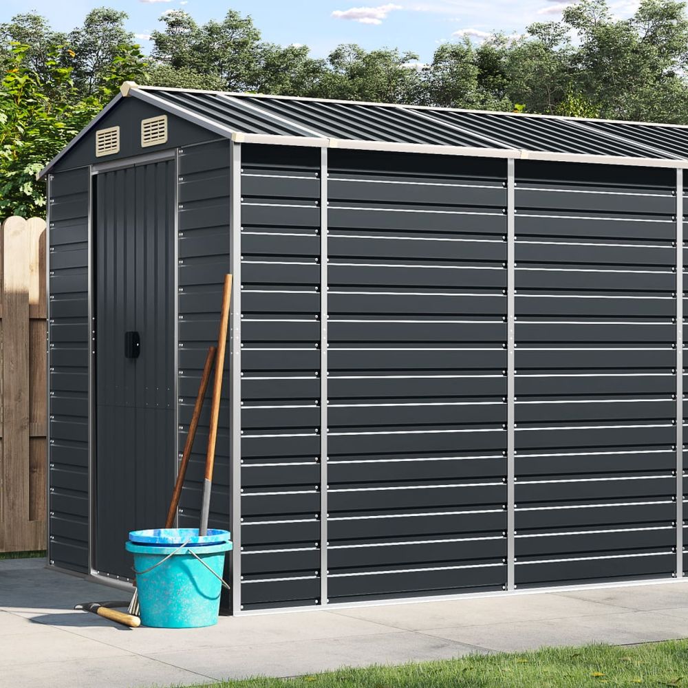 vidaXL Galvanised Steel Garden Shed with Vents - 191x895x198cm - anydaydirect