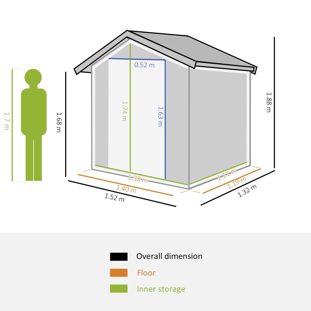 Steel Outdoor Storage Shed with Sliding Door & Sloped Roof, Grey - anydaydirect