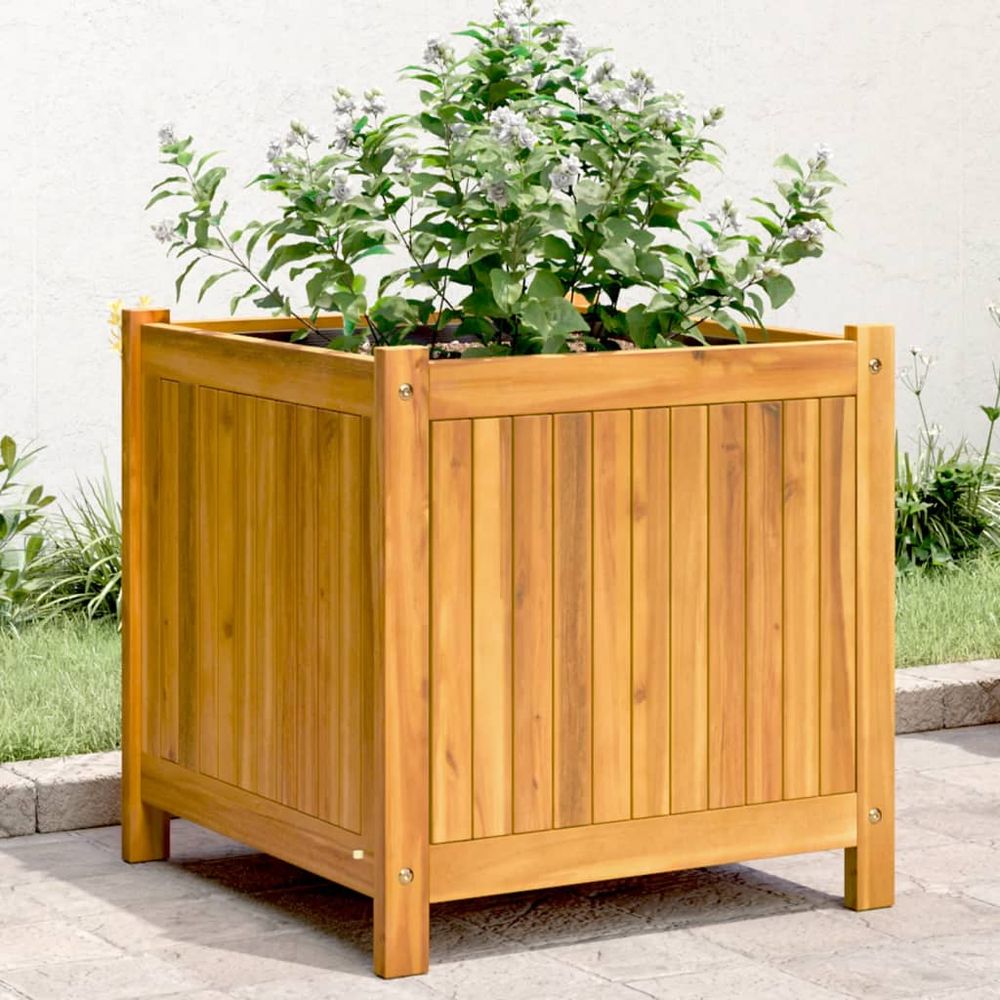 vidaXL Garden Planter with Liner 31x31x30 cm Solid Wood Acacia - anydaydirect