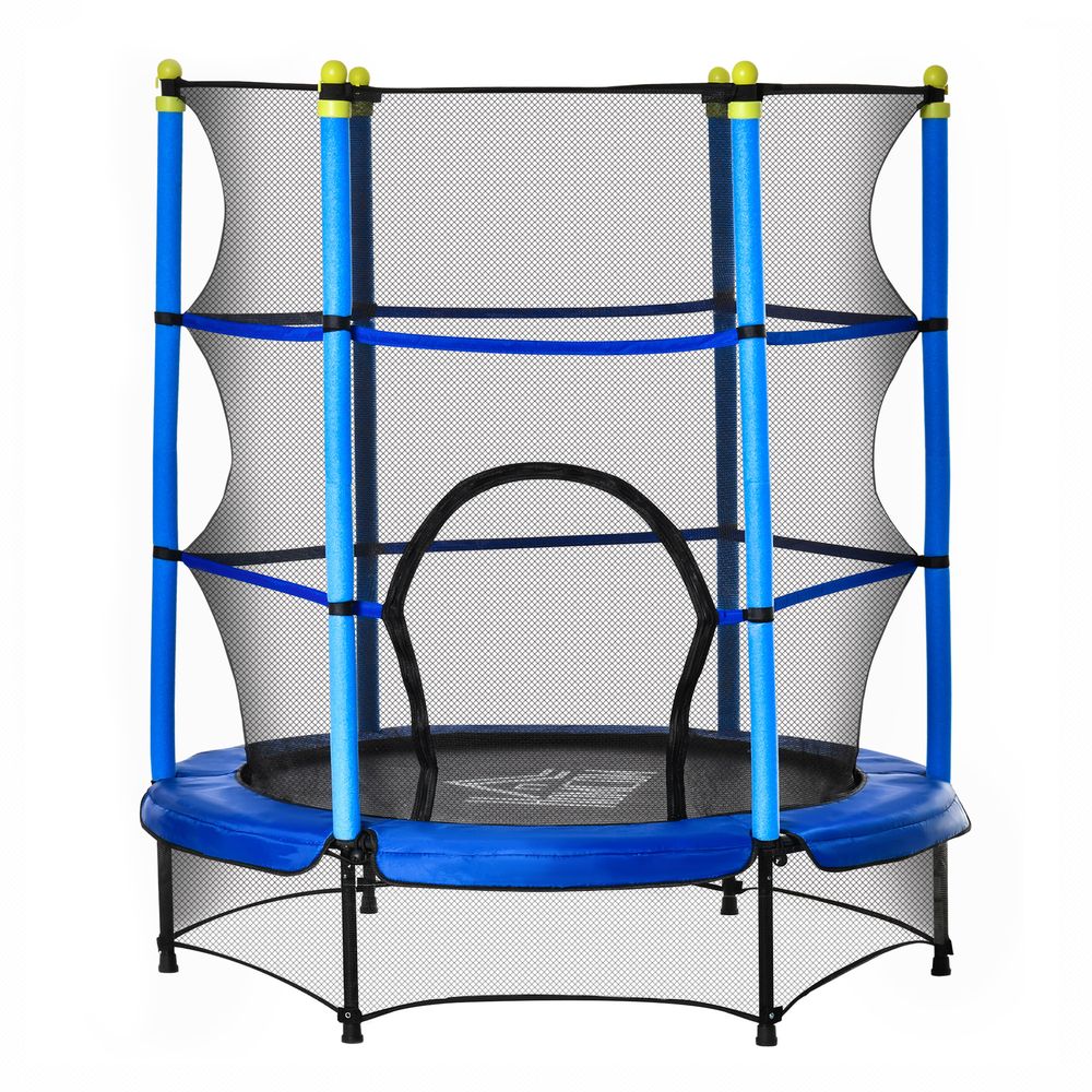 HOMCOM 5.2FT Kids Trampoline with Safety Enclosure, Indoor Outdoor - Blue - anydaydirect