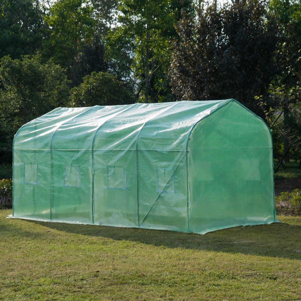 Garden Polytunnel Walk-in Greenhouse Round Gable Top Window Heat Shed - anydaydirect