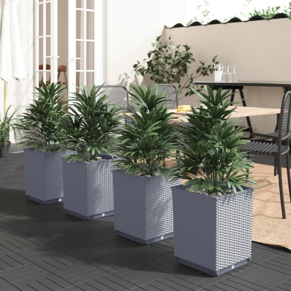 vidaXL Planters 2 pcs Dark Grey 30x30x37 cm Polypropylene - anydaydirect