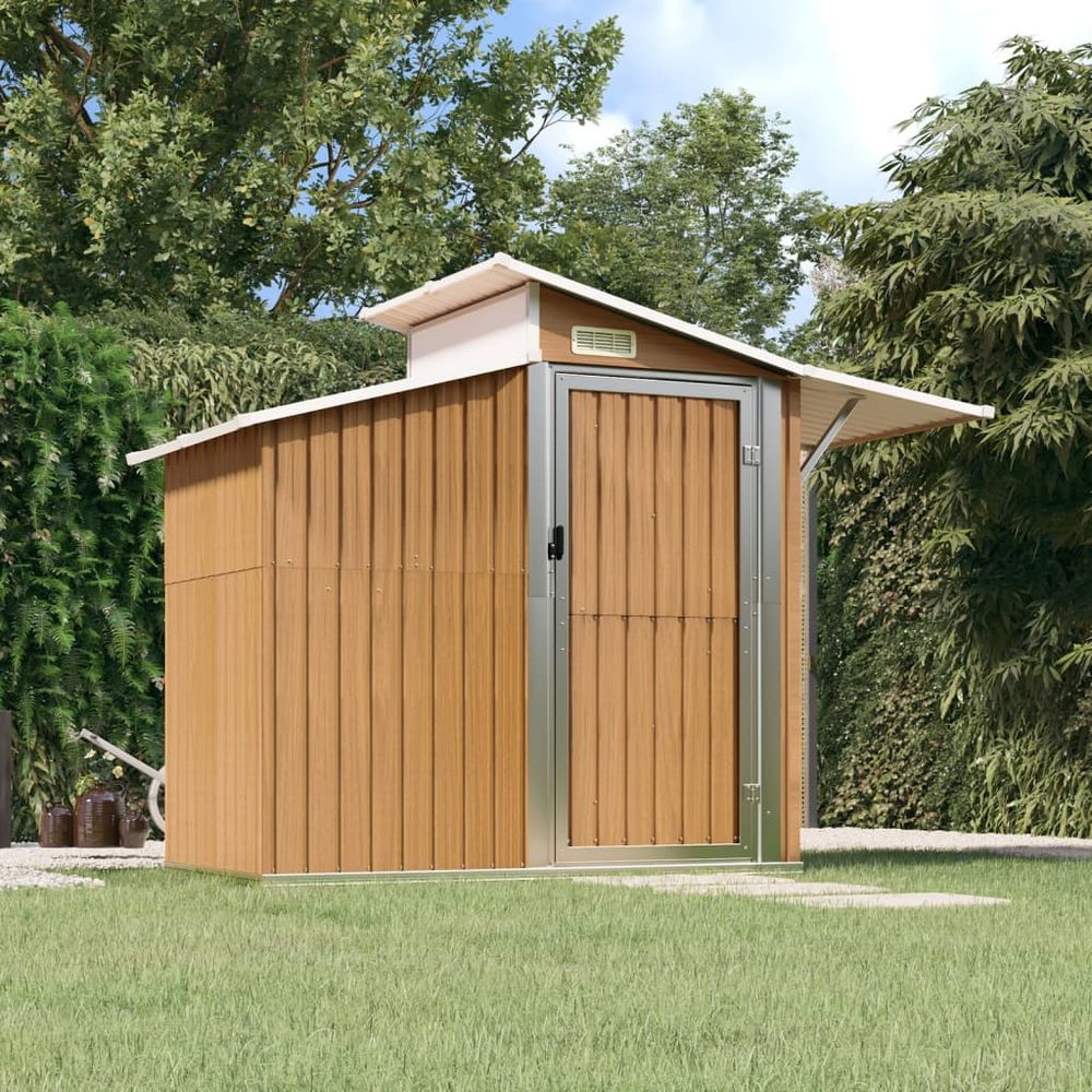 Durable Green Galvanised Steel Garden Shed 270x130x208.5 cm - anydaydirect