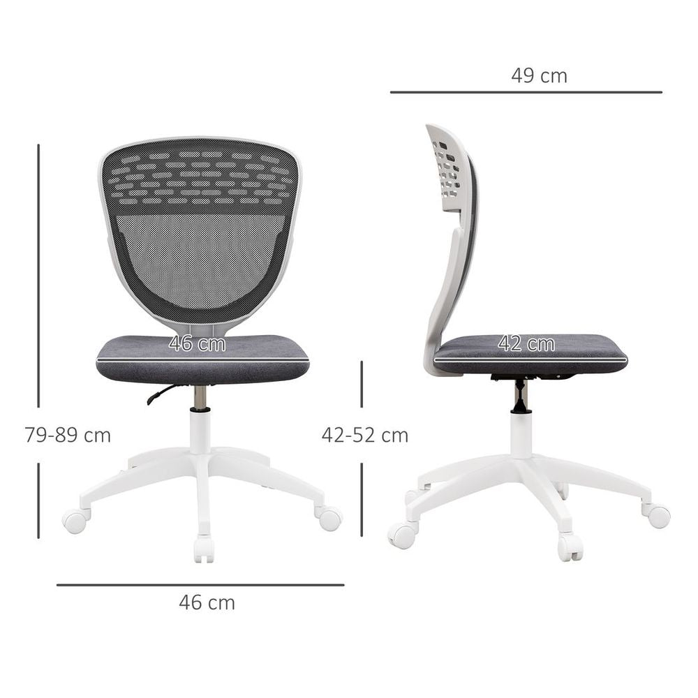 Vinsetto Desk Chair, Height Adjustable Mesh Office Chair with Wheels, Grey - anydaydirect