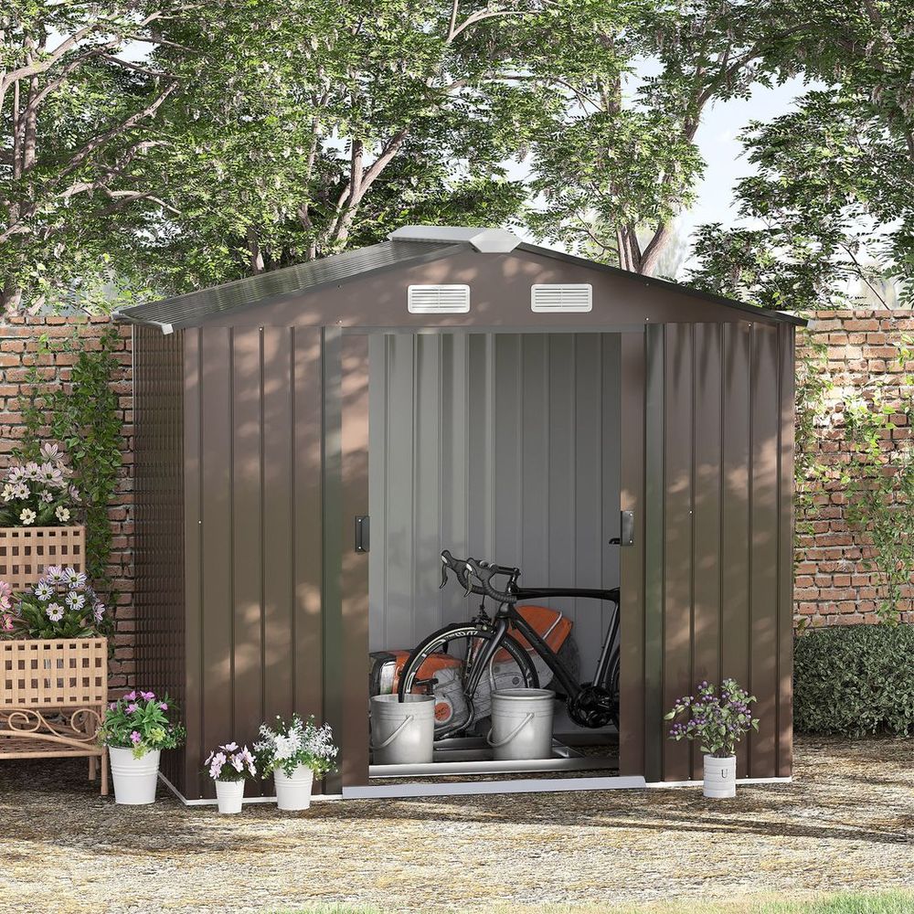 Large Garden Shed w/ Locking Door, Vent - Outsunny Brown - anydaydirect