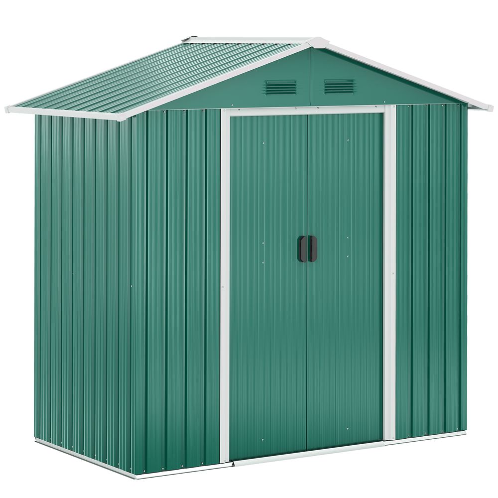 Green Metal Garden Shed 6.5x3.5ft - Rust-Resistant & Secure Storage - anydaydirect