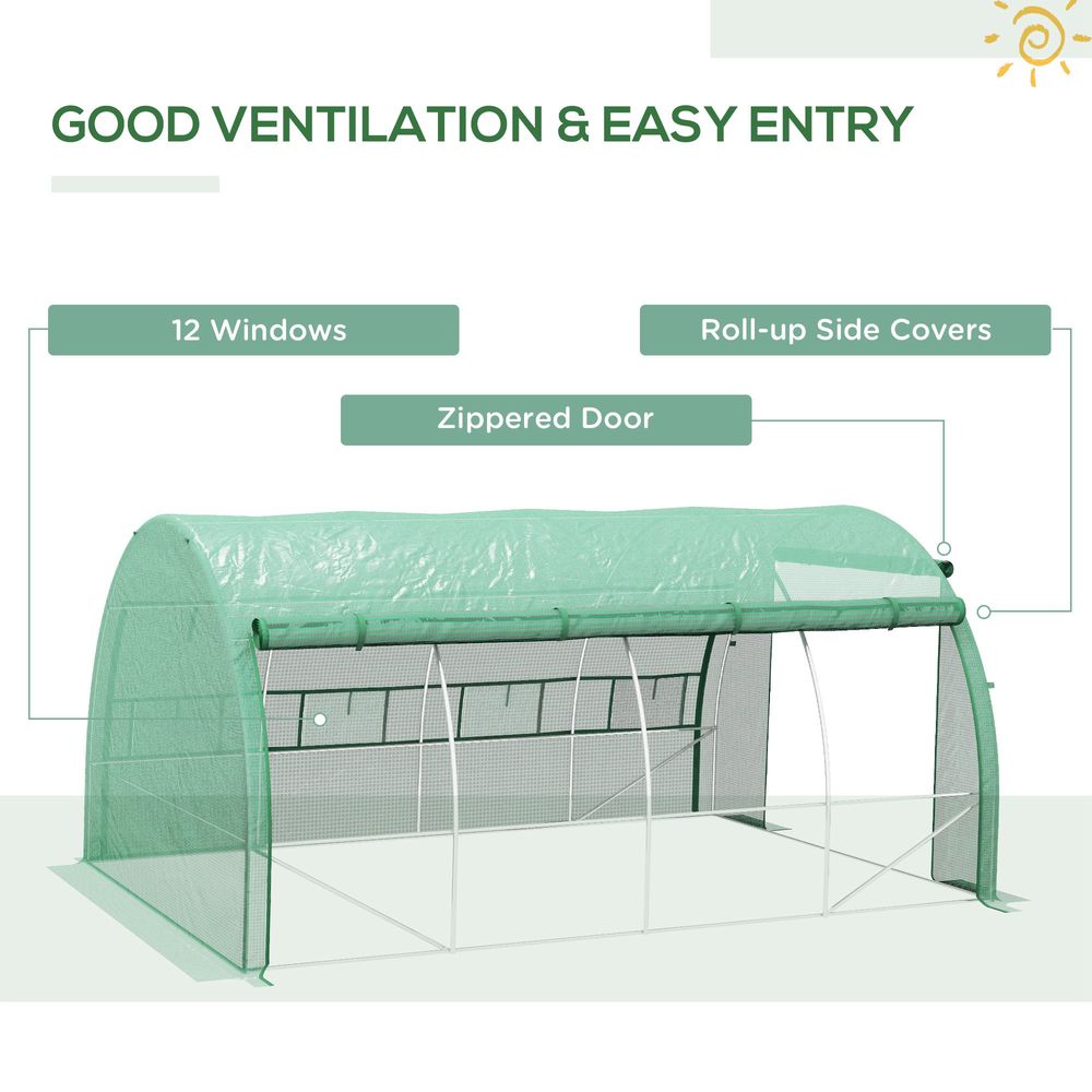 4 x 3 x 2 m Polytunnel Greenhouse Pollytunnel Tent w/ Steel Frame Green - anydaydirect