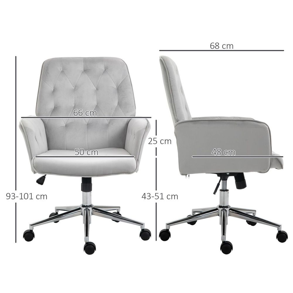 Vinsetto Swivel Computer Chair w/ Arm Modern Style Tufted Home Office Light Grey - anydaydirect