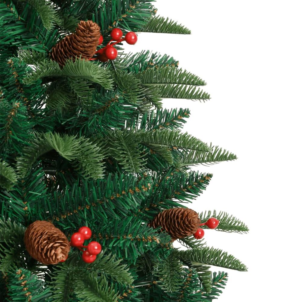 vidaXL Artificial Hinged Christmas Tree with Cones and Berries 4ft to 8ft - anydaydirect