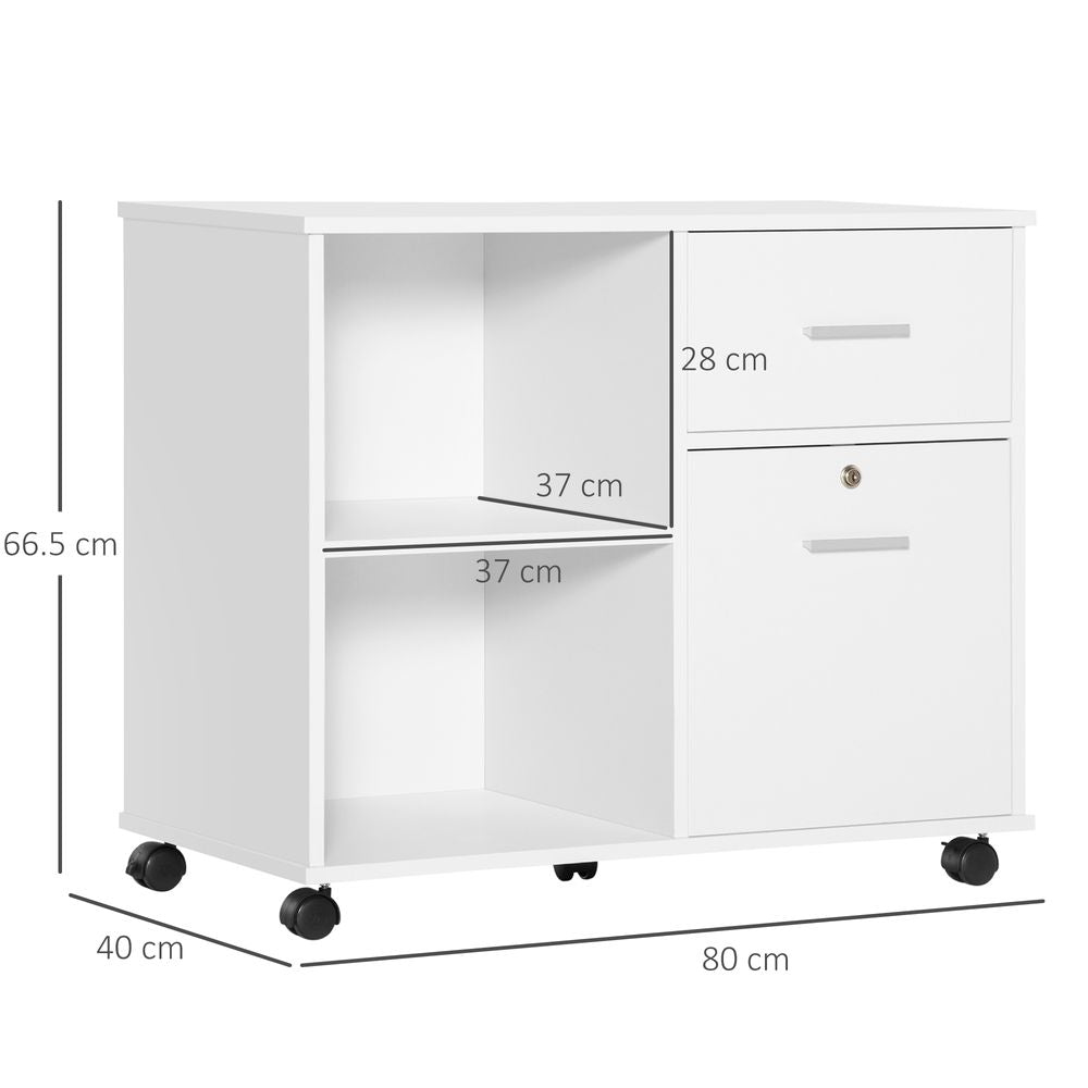 Filing Cabinet Mobile Printer Stand  Drawer for A4 Size Files, White Vinsetto - anydaydirect