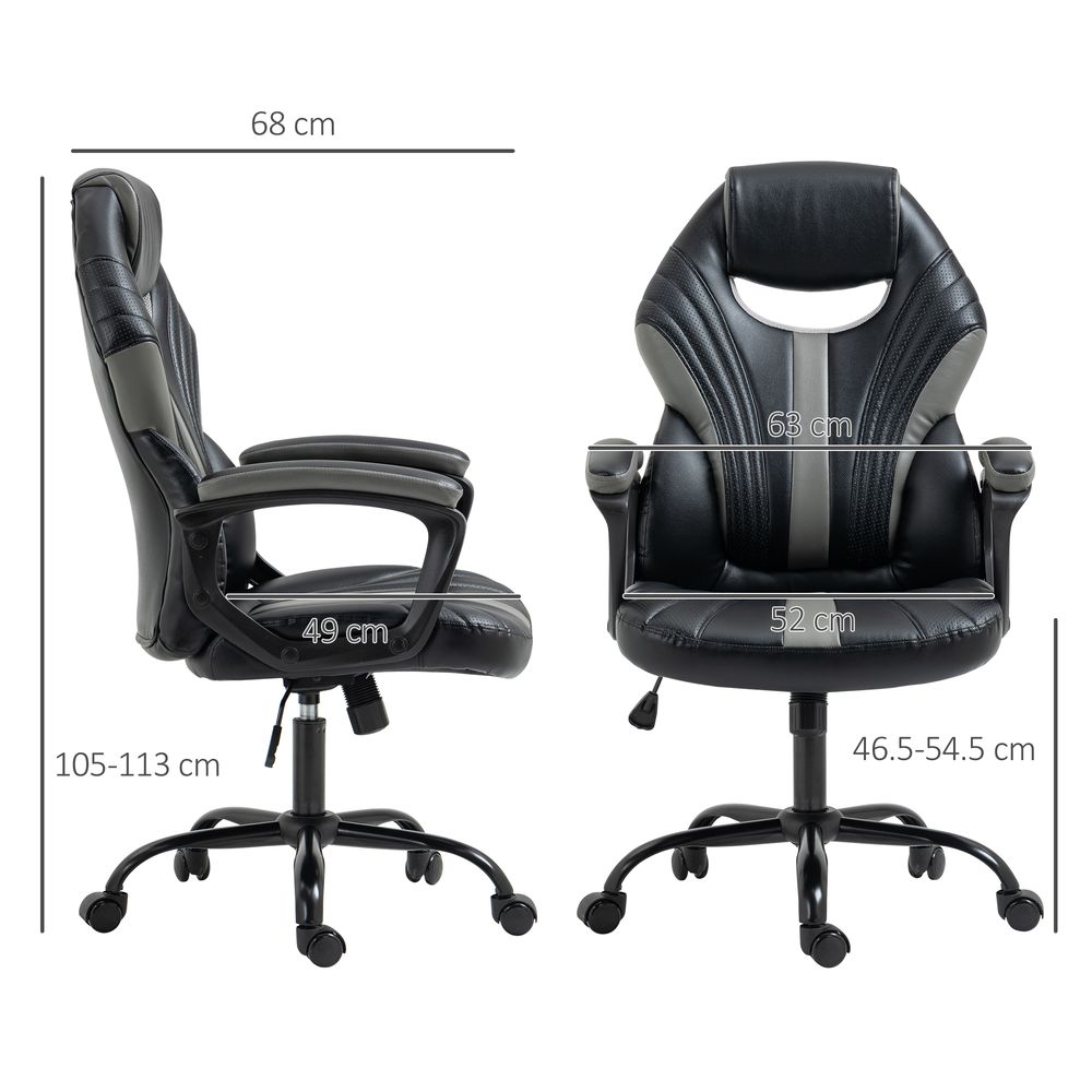 Vinsetto Racing Gaming Chair Gamer Chair with Armrests Swivel Wheels Black Grey - anydaydirect