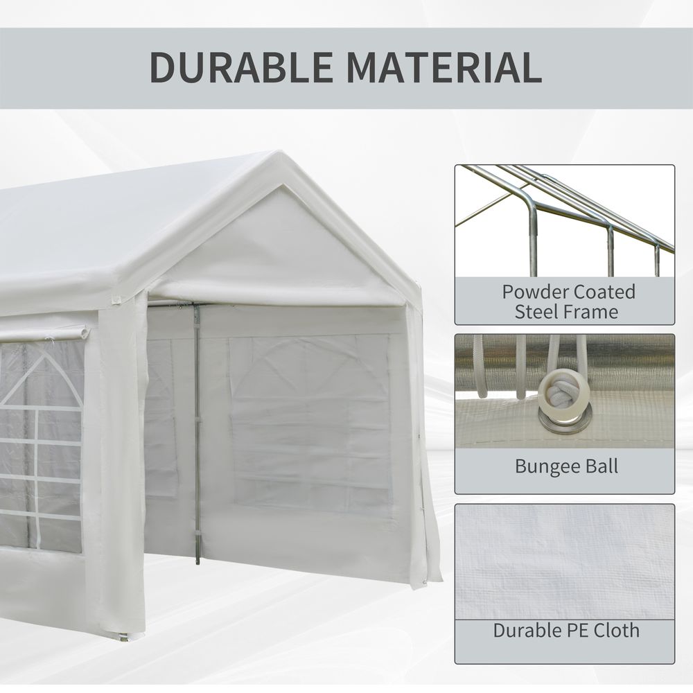 20 x 10  Car Tent Outdoor Car Canopy Shelter Water-Resistant Sidewall White - anydaydirect