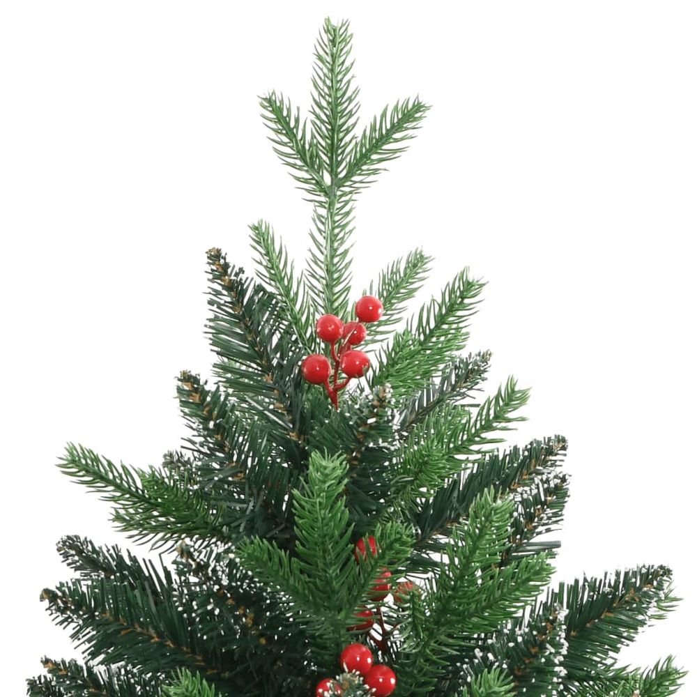 vidaXL Artificial Hinged Christmas Tree with Red Berries 4ft to 8ft - anydaydirect