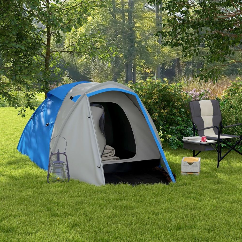 Outsunny 2-3 Man Camping Tent with Living Area, 2000mm Waterproof, Blue - anydaydirect