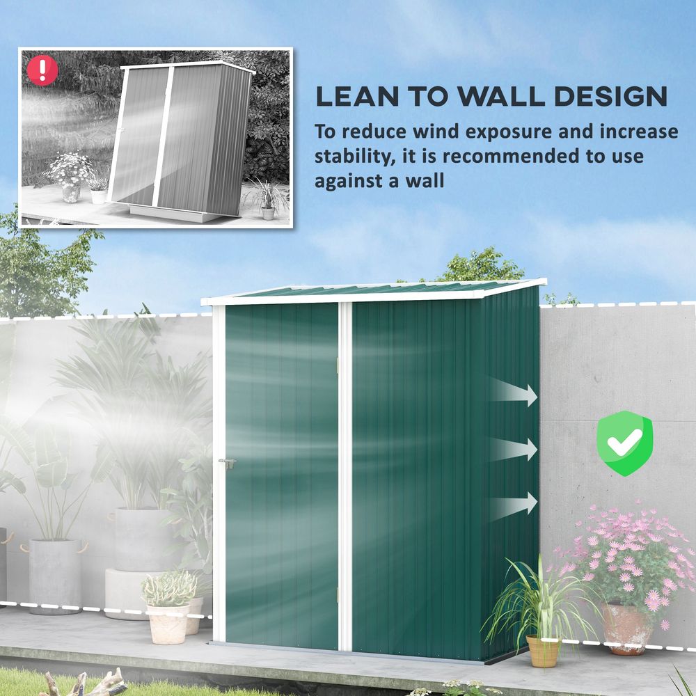 Outsunny Steel Garden Shed with Lockable Door - Green - anydaydirect