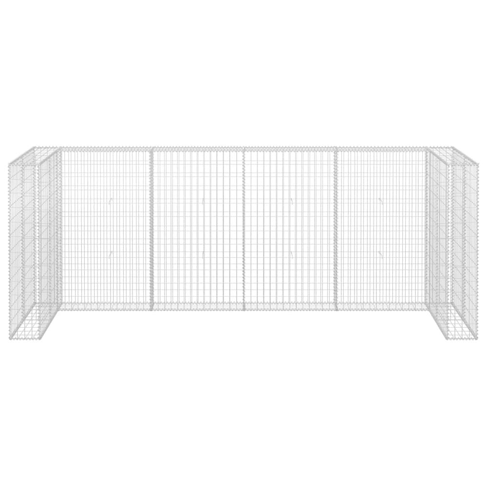 Gabion Wall for Quadruple Garbage Wheelie Bins Galvanised Steel 320x100x120 cm - anydaydirect