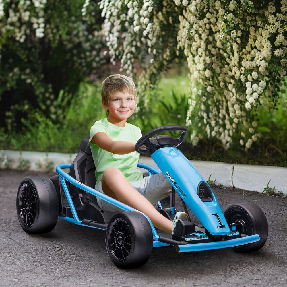 HOMCOM 24V Electric Go Kart for Kids with Music, Horn Honking, Slow Start - anydaydirect