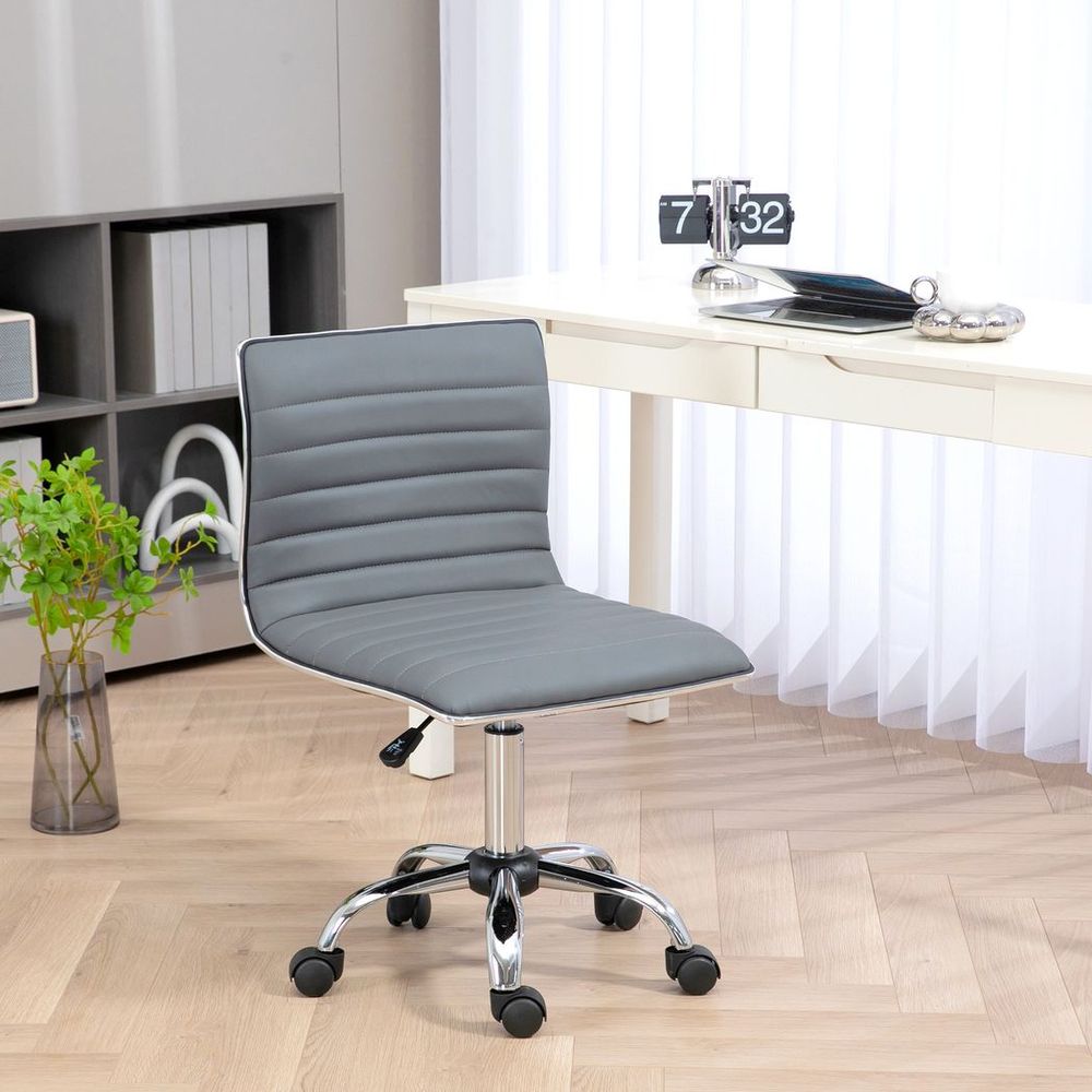 HOMCOM Armless Mid-Back Adjustable Office Chair with 360 Swivel Light Grey - anydaydirect
