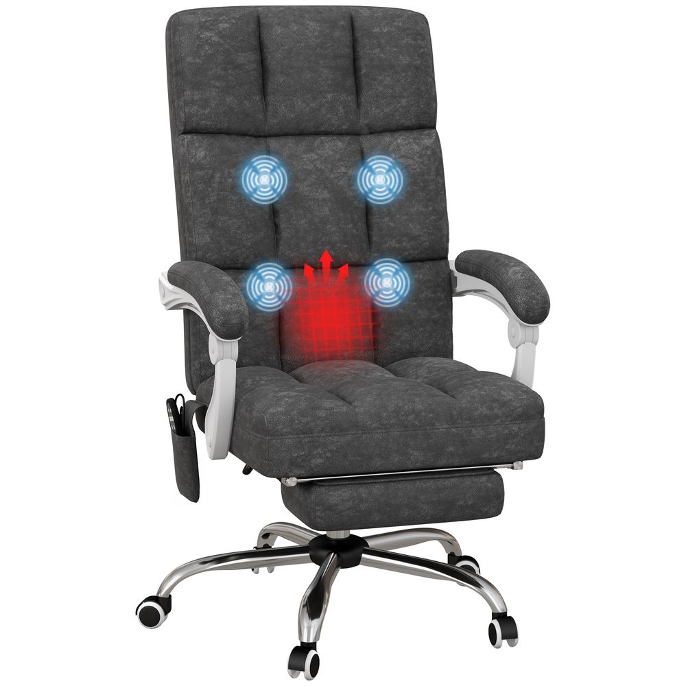 Vinsetto Microfibre Fabric Vibration Massage Office Chair for Home, Grey - anydaydirect