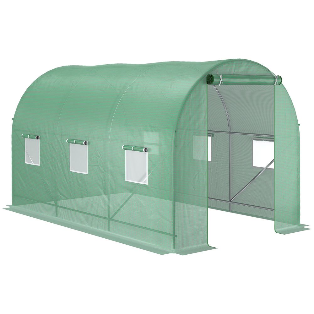 3.5 x 3 x 2 m Polytunnel Greenhouse Polytunnel Tent w/ PE Cover Green - anydaydirect