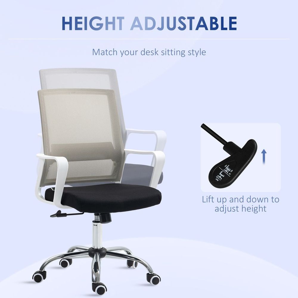 Vinsetto Mesh Office Chair Desk Chair w/ Swivel Seat Adjustable Height Black - anydaydirect