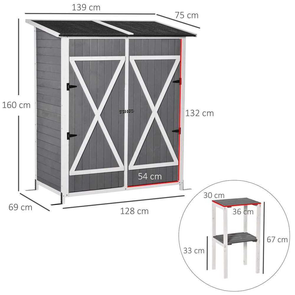 Durable Garden Wood Shed with Storage Table & Asphalt Roof - anydaydirect