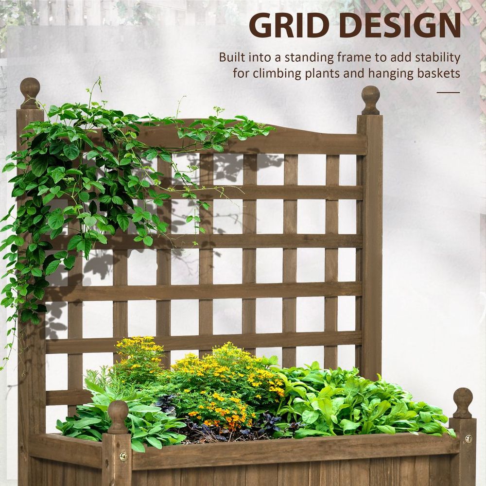 Garden Planters with Trellis for Climbing Vines Indoor Outdoor Brown - anydaydirect