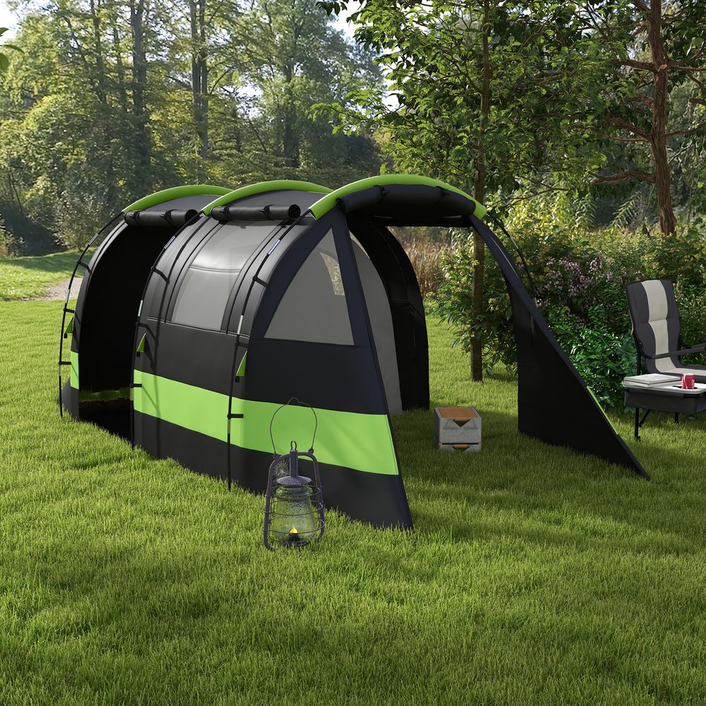 Outsunny Blackout Camping Tent with Bedroom & Living Room for 4-5 Person, Black - anydaydirect