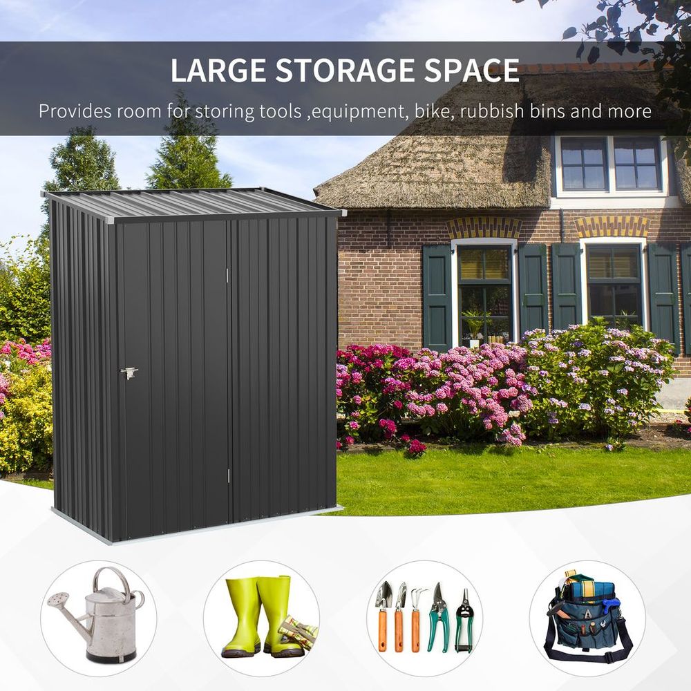 5x3ft Metal Garden Shed with Lockable Door for Outdoor Storage - anydaydirect