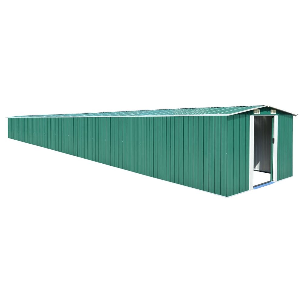 Large Green Galvanized Steel Garden Shed 257x990x181 cm - anydaydirect