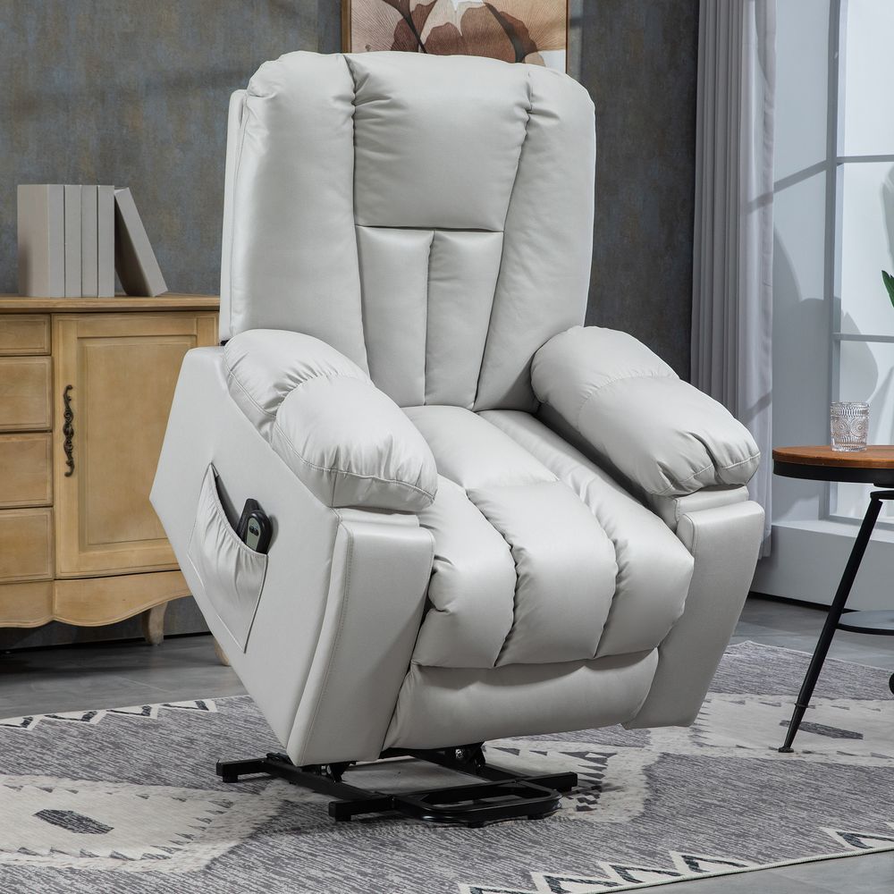 HOMCOM Riser and Recliner Chair for Elderly, Quick Assembly, Light Grey - anydaydirect