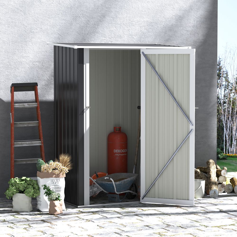 Durable Garden Storage Shed with Sloped Roof & Lockable Door Grey - anydaydirect