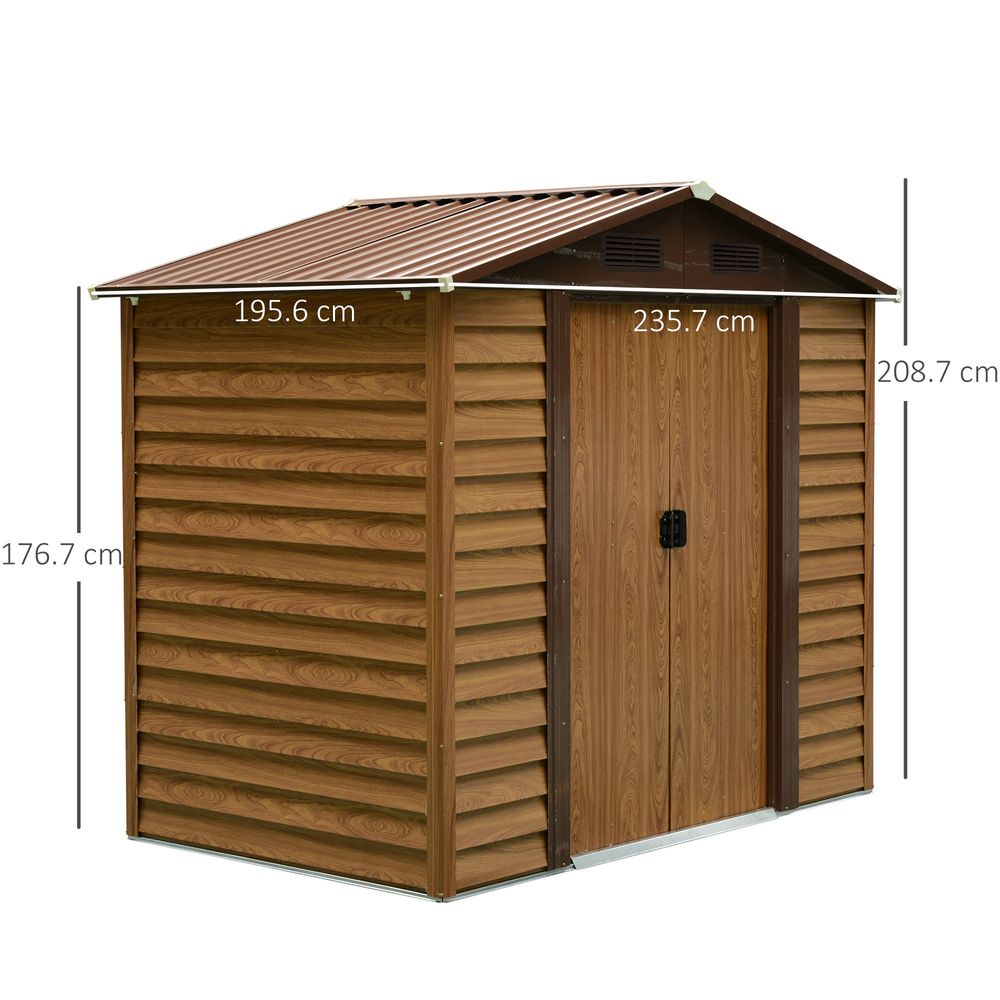 Steel Garden Shed, Lockable, 235.7Lx195.6W cm, Outsunny - anydaydirect