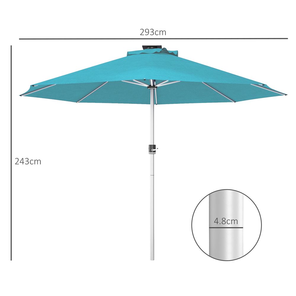 Outsunny Solar Patio Garden Parasol with Lights for Outdoor, Blue - anydaydirect