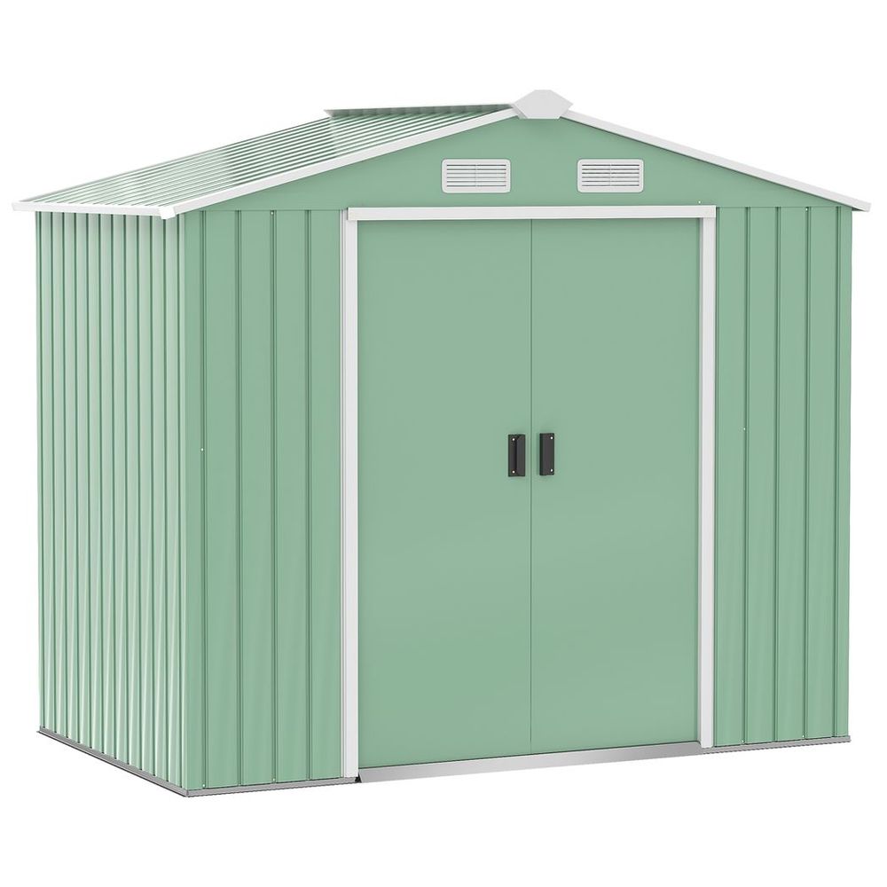 Durable Light Green Garden Shed with Locking Door and Foundation - anydaydirect