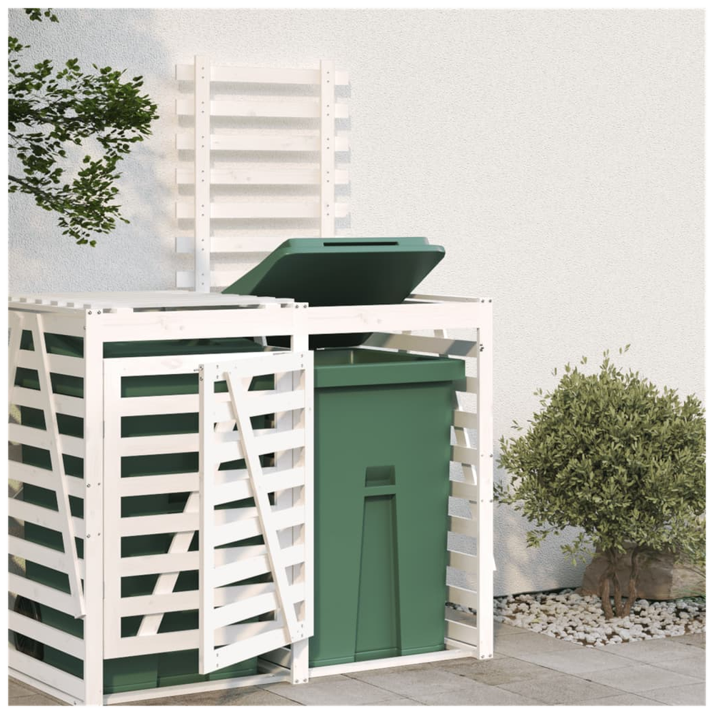 vidaXL Wheelie Bin Storage Extension White Solid Wood Pine - anydaydirect