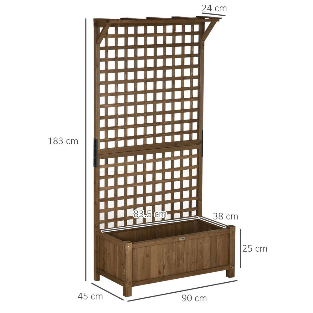 Wooden Trellis Planter with Drain Holes, Privacy Screen Raised Beds for Garden - anydaydirect