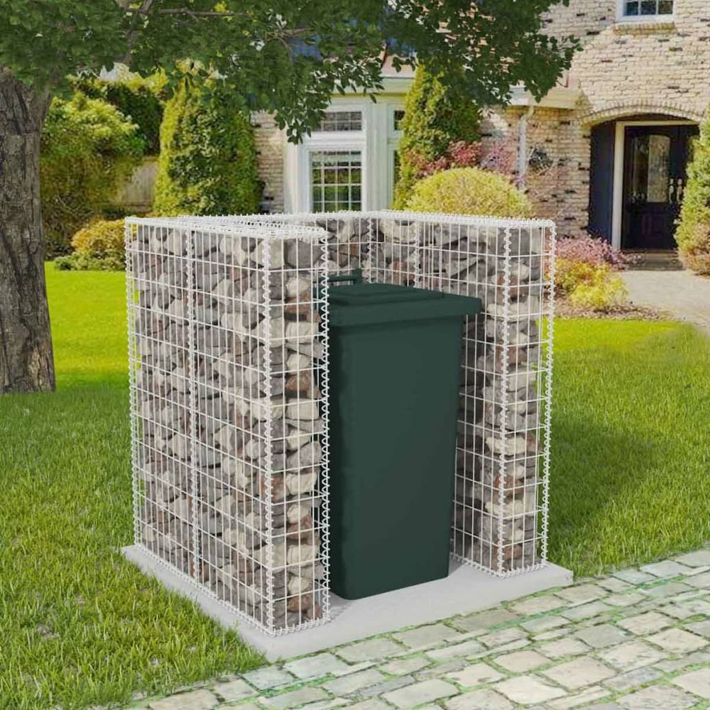 vidaXL Gabion Single Double or Triple Wheelie Bin Surround Steel 110x100x120 cm - anydaydirect