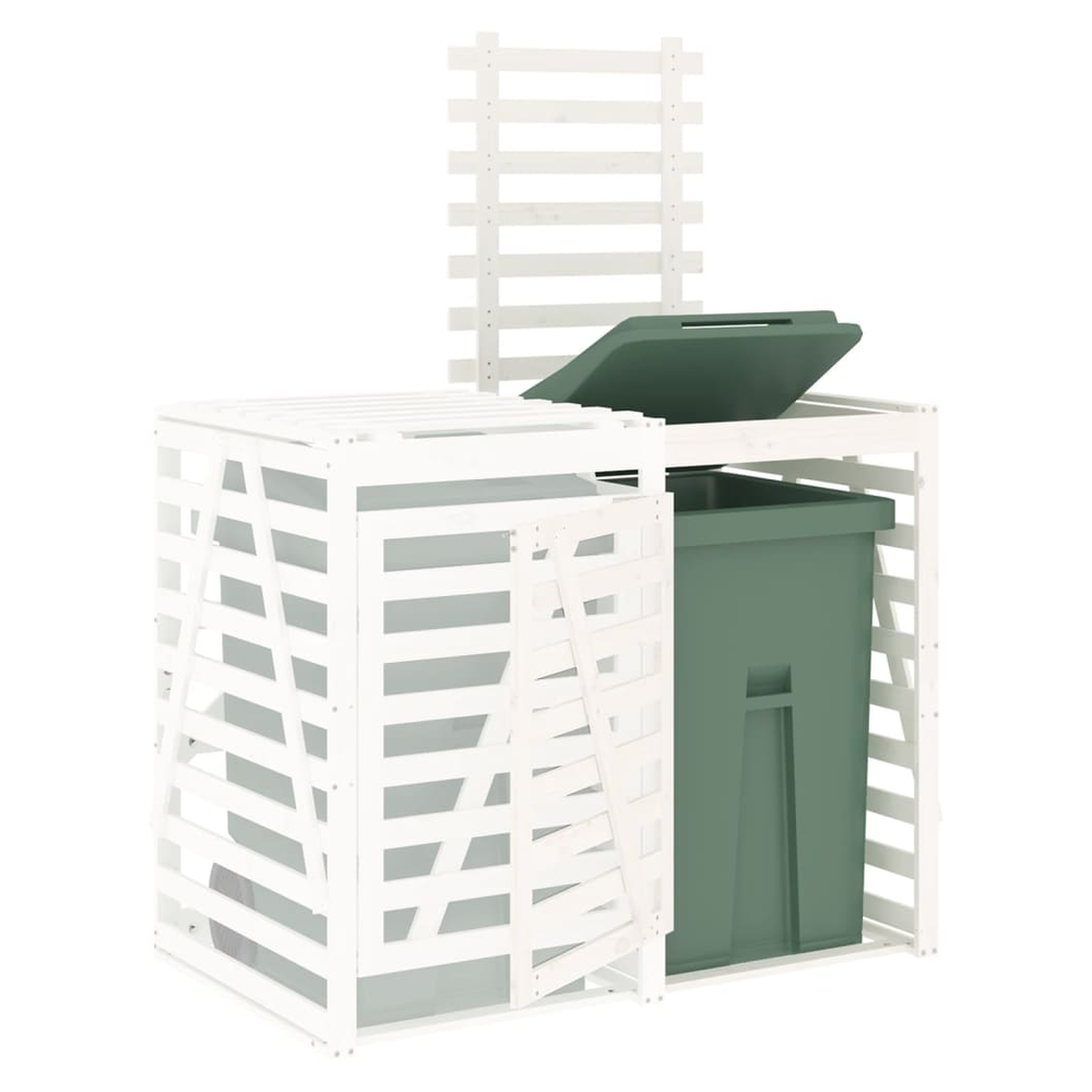 vidaXL Wheelie Bin Storage Extension White Solid Wood Pine - anydaydirect