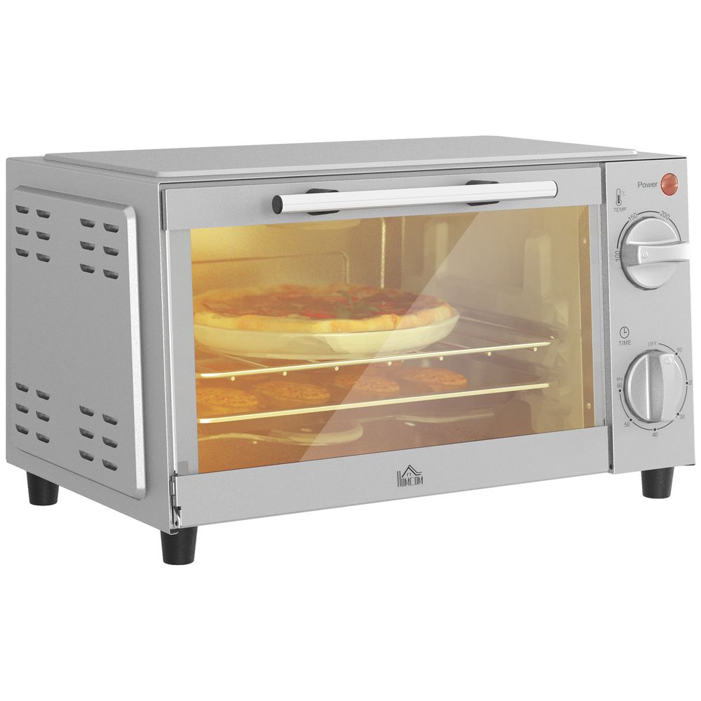 HOMCOM Mini Oven 9L Countertop Electric Grill with Temp Timer Control 750W - anydaydirect