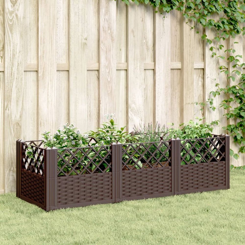 vidaXL Garden Planter with Pegs Brown 42.5x42.5x28.5 cm PP - anydaydirect