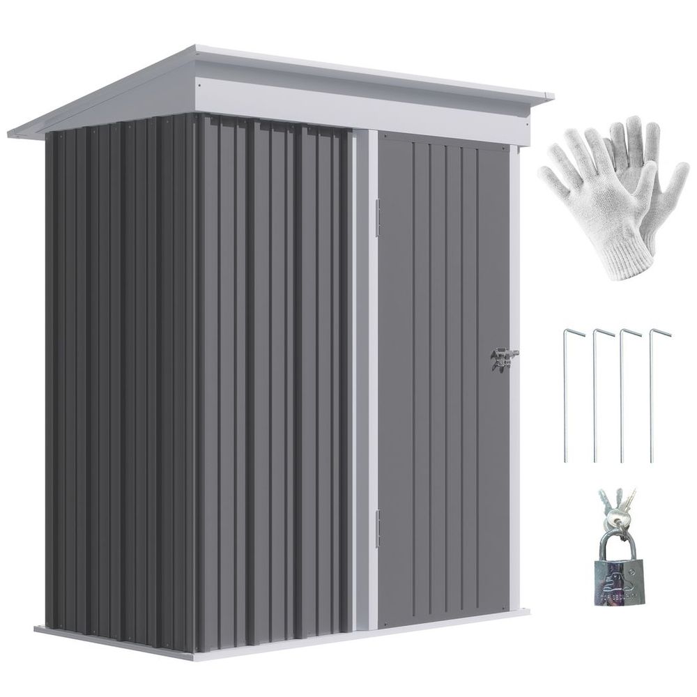 Compact Steel Garden Shed for Bike, Adjustable Shelf & Lock 5x3 ft - anydaydirect